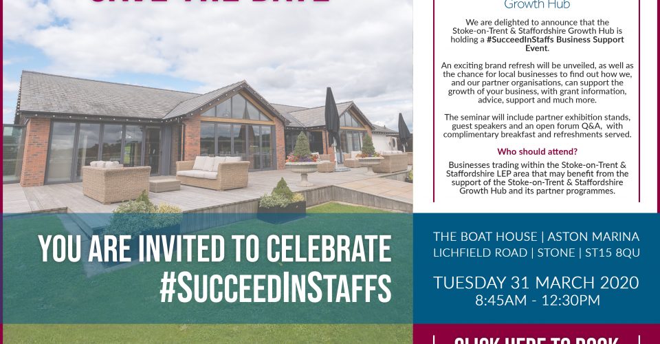 FREE - Growth Hub Seminar #SucceedInStaffs - Aston Marina ***POSTPONED UNTIL FURTHER NOTICE***