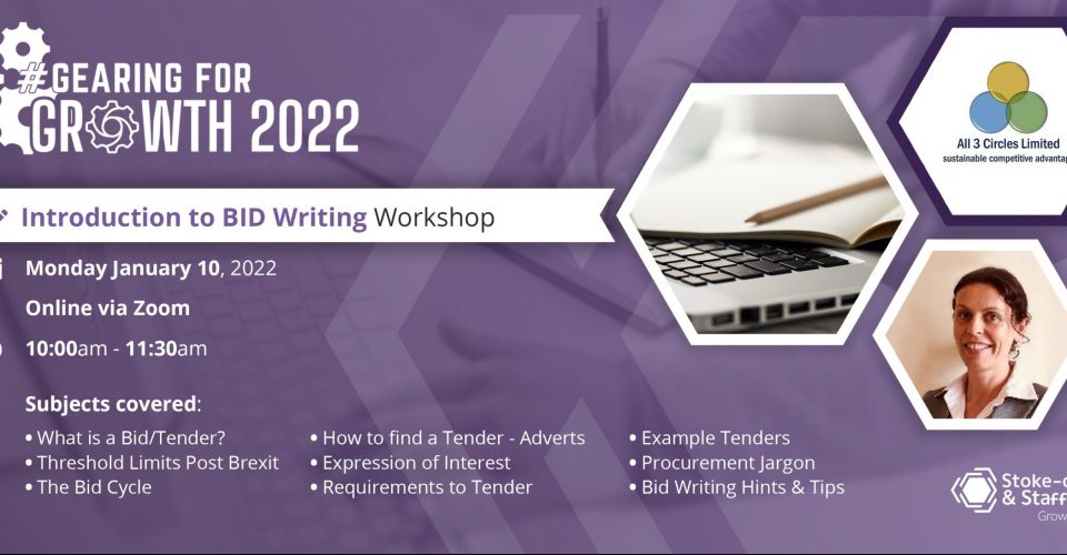 #GEARINGFORGROWTH2022: Introduction to BID Writing Workshop - CPD Accredited