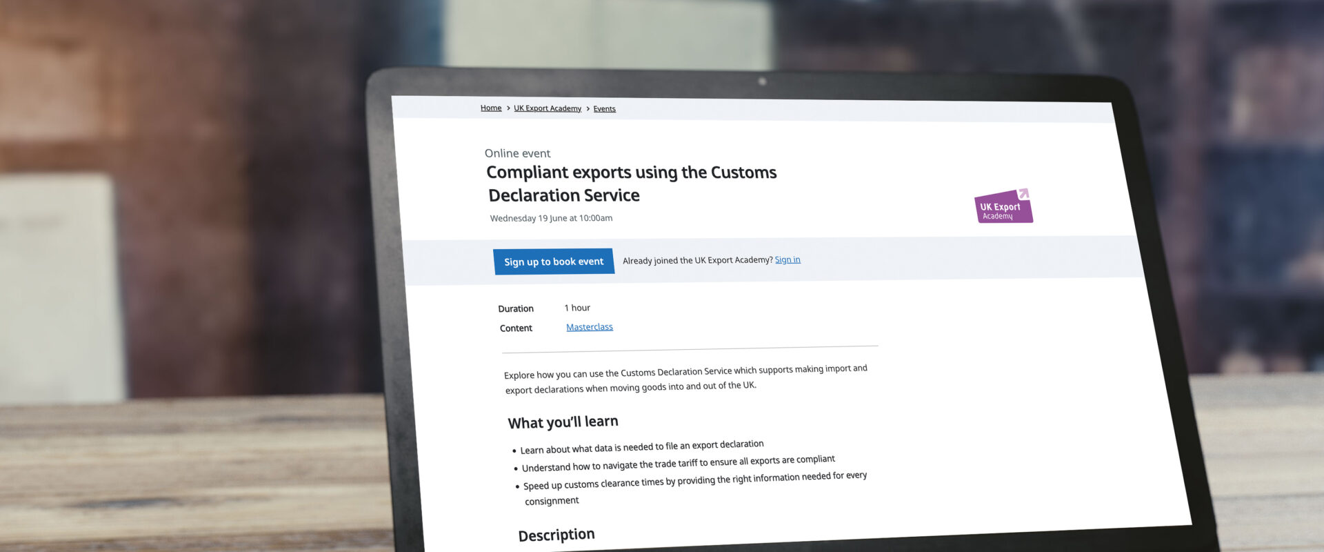 UK Export Academy - Compliant exports using the Customs Declaration Service